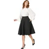 Unique Vintage Retro Style High Waist Vivien Swing Skirt In Black
