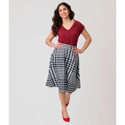 Unique Vintage Plus Size Retro Style High Waist Vivien Swing Skirt In Multi