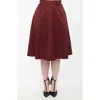 Unique Vintage Retro Style High Waist Vivien Swing Skirt In Burgundy