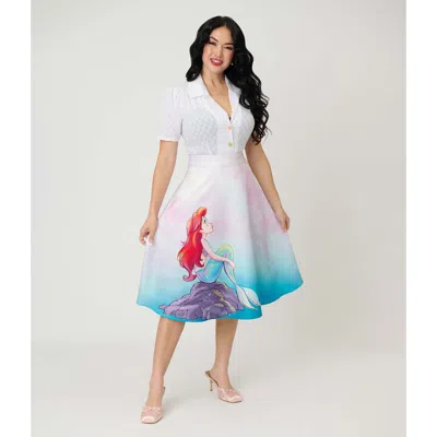 Unique Vintage Retro Style High Waist Vivien Swing Skirt In Multi