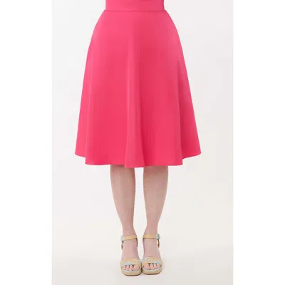 Unique Vintage Retro Style High Waist Vivien Swing Skirt In Pink