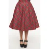 Unique Vintage Retro Style High Waist Vivien Swing Skirt In Red Plaid