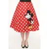 Unique Vintage Plus Size Retro Style High Waist Vivien Swing Skirt In Red White Dots
