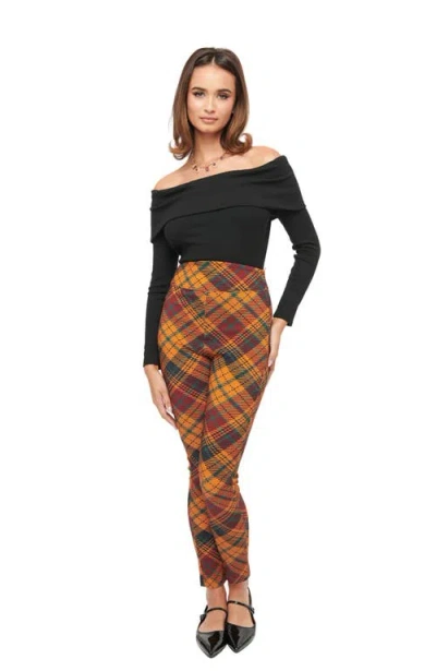 Unique Vintage Rizzo Cigarette Pants In Mustard & Burgundy Plaid