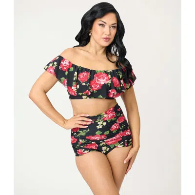 Unique Vintage Ruffled Ramona Swim Top In Multi
