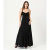 Unique Vintage Sheer Spiderweb Godet Maxi Dress In Black