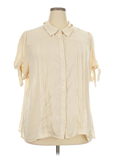 Pre-owned Unique Vintage Short Sleeve Blouse In White