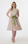 Unique Vintage Sleeveless Belted Swing Dress