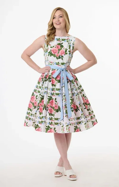 Unique Vintage Sleeveless Belted Swing Dress