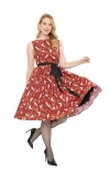 Unique Vintage Sleeveless Belted Swing Dress In Burgundy