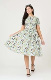 Unique Vintage Plus Size Smocked Back Swing Dress In Multi