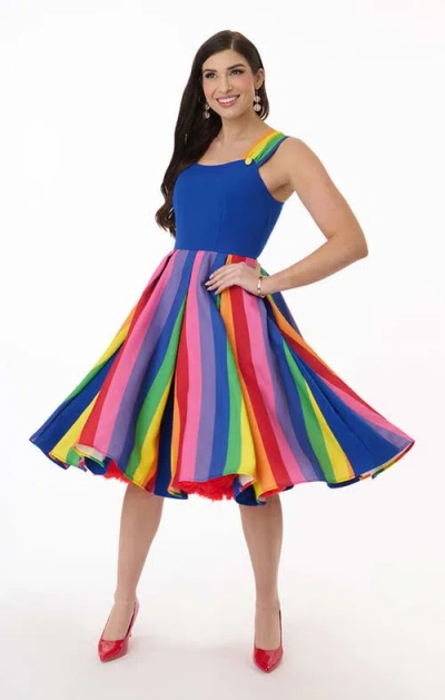 Unique Vintage Square Neck Sleeveless Godet Swing Dress In Multi