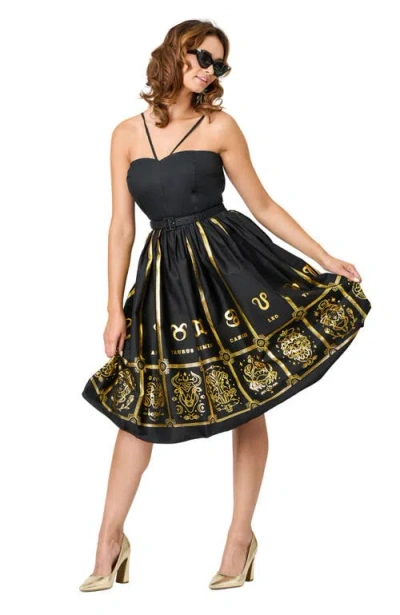 Unique Vintage Sweetheart Halter Swing Dress In Black