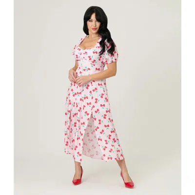 Unique Vintage Sweetheart Midi Dress In Multi