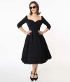 Unique Vintage Sweetheart Neckline Lamar Swing Dress In Black