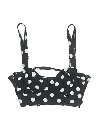 Pre-owned Unique Vintage Swimsuit Top Black Polka Dots Pattern Swimwear