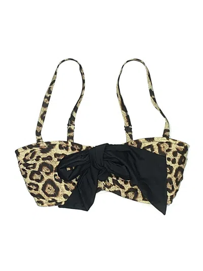 Pre-owned Unique Vintage Swimsuit Top Gold Animal Print Pattern Swimwear
