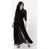Unique Vintage Three Quarter Sleeved Starlet Duster In Black