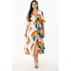 Unique Vintage Tie Wrap Surplice Midi Dress