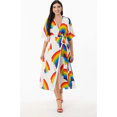 Unique Vintage Tie Wrap Surplice Midi Dress