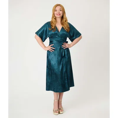 Unique Vintage Tie Wrap Surplice Midi Dress In Pattern