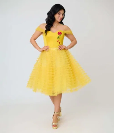 Unique Vintage Tulle Off The Shoulder Swing Dress In Blue