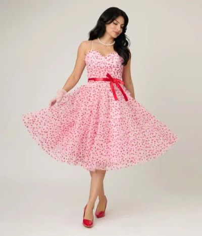 Unique Vintage Tulle Sweetheart Cupcake Swing Dress In Pink