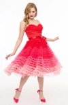 Unique Vintage Tulle Sweetheart Cupcake Swing Dress In Pink Ombre