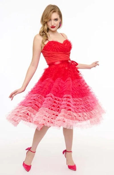 Unique Vintage Tulle Sweetheart Cupcake Swing Dress In Pink Ombre