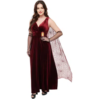 Unique Vintage Velvet Cape Gown In Burgundy