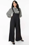 Unique Vintage Wide Leg Rochelle Suspender Pants In Black