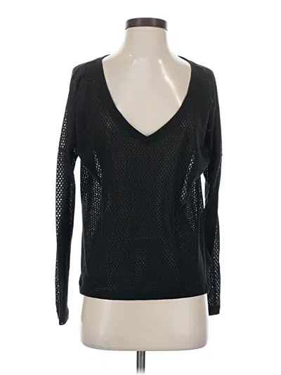 Pre-owned Uniquely Lorna Jane Long Sleeve Top Black V-neck Tops