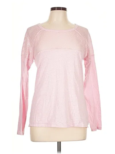 Pre-owned Uniquely Lorna Jane Long Sleeve Top Pink Crew Neck Tops
