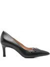 Unisa 70mm Pointed-toe Buckle-detailing Heeled Pumps In Black