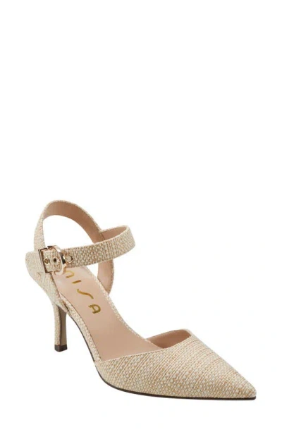 Unisa Jazzey Ankle Strap Pointed Toe Pump In Gold
