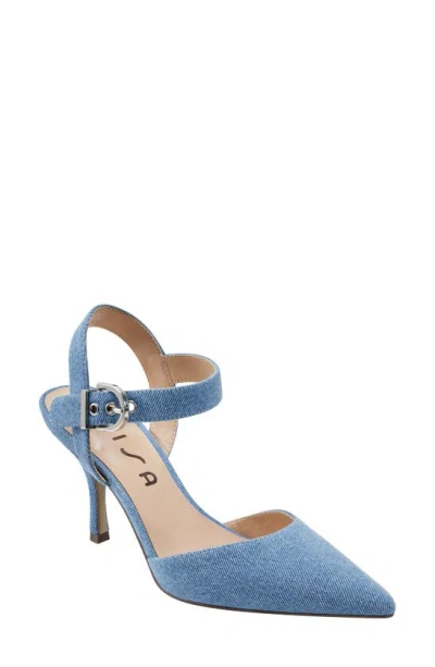 Unisa Jazzey Ankle Strap Pointed Toe Pump In Blue