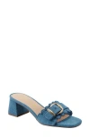 Unisa Vinley Denim Buckle Scalloped Slide Sandal