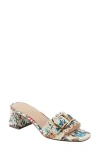 Unisa Vinley Denim Buckle Scalloped Slide Sandal