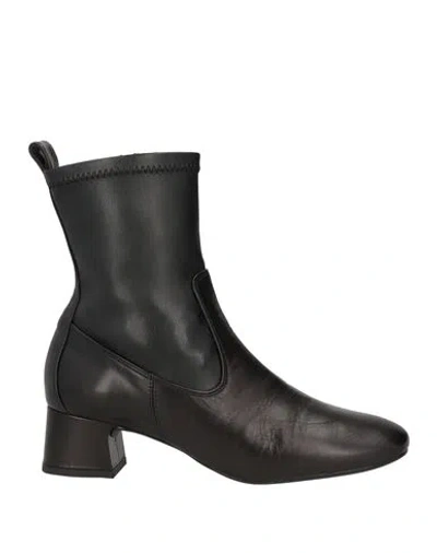 Unisa Woman Ankle Boots Black Size 6 Textile Fibers, Leather