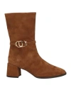 UNISA UNISA WOMAN ANKLE BOOTS CAMEL SIZE 6 LEATHER