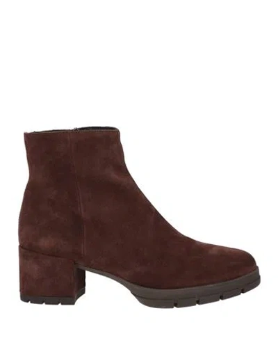 Unisa Woman Ankle Boots Chocolate Brown Size 6 Leather In Black