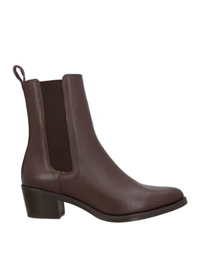 Unisa Woman Ankle Boots Dark Brown Size 8 Leather