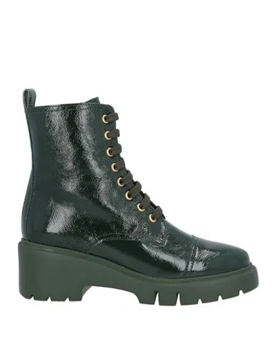 Unisa Woman Ankle Boots Dark Green Size 8 Leather In Green