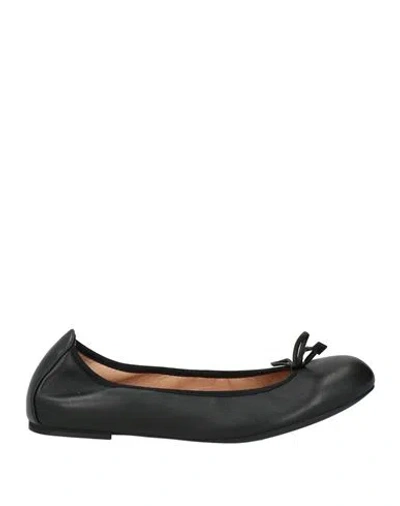 Unisa Woman Ballet Flats Black Size 6 Leather In Animal Print