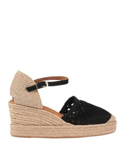 Unisa Woman Espadrilles Black Size 6 Textile Fibers