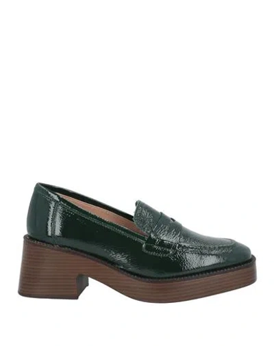 Unisa Woman Loafers Dark Green Size 8 Leather
