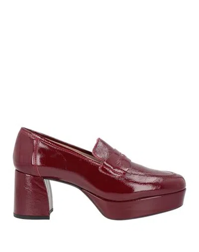 Unisa Woman Loafers Garnet Size 10 Leather In Red