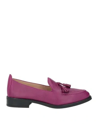 Unisa Woman Loafers Magenta Size 9 Leather In Purple