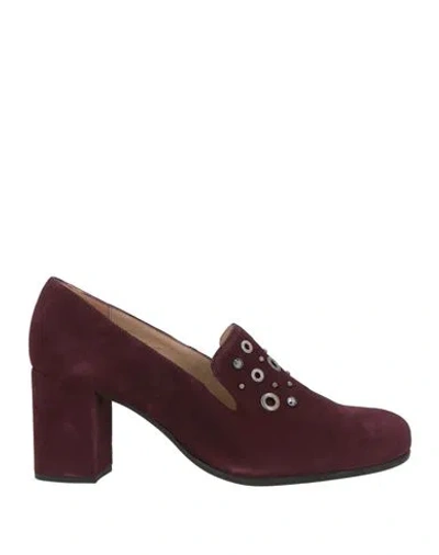 Unisa Woman Loafers Plum Size 9 Leather In Burgundy