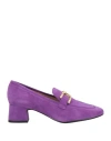 Unisa Woman Loafers Purple Size 10 Leather In Purple